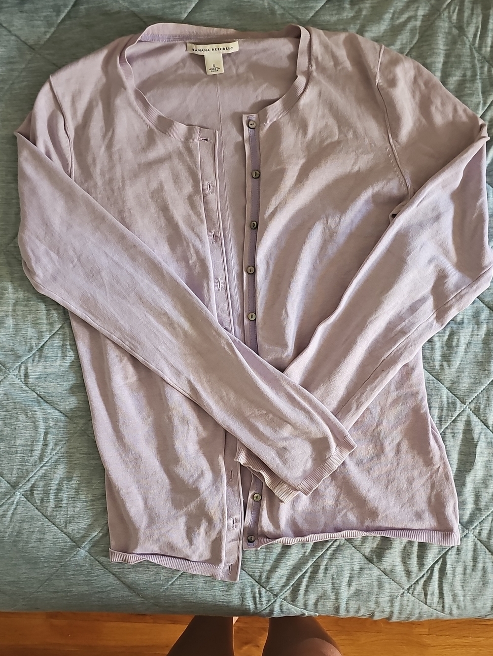 Banana Republic Lavender Crewneck Button Cardigan